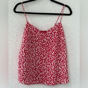 J. Crew Factory Scalloped Cami CamisoleTop Flowered Red White Size 6 NWT